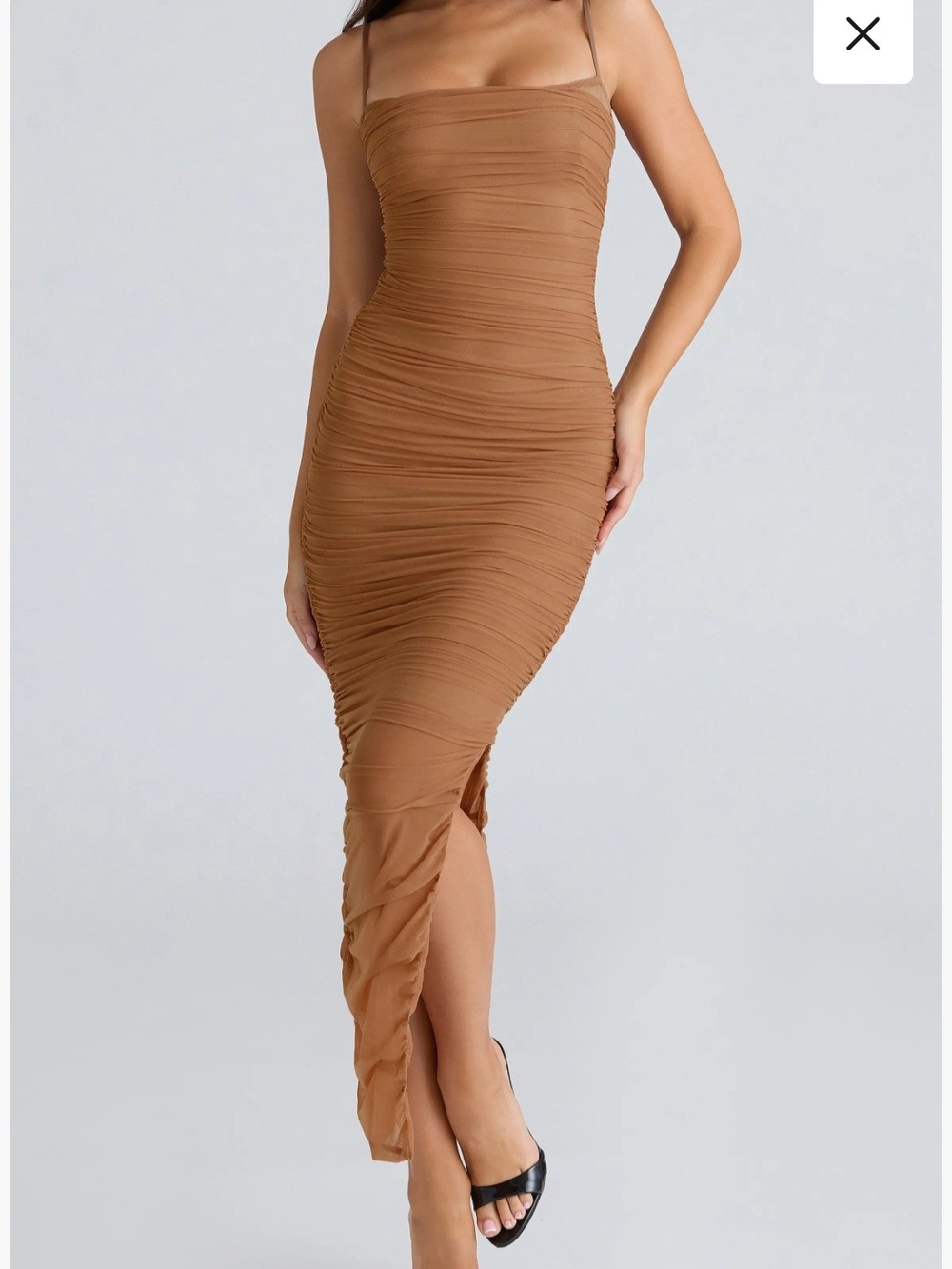 Fornarina Ruched Mesh Maxi Dress